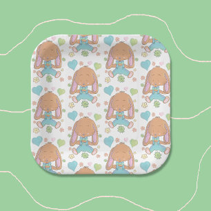 Zwergpapierplatte , Blume und Muster für das Herz Pappteller