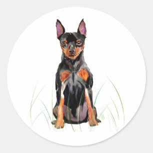 Zwergpinscher Aufkleber, Min Pin Hunde Liebhaber Runder Aufkleber