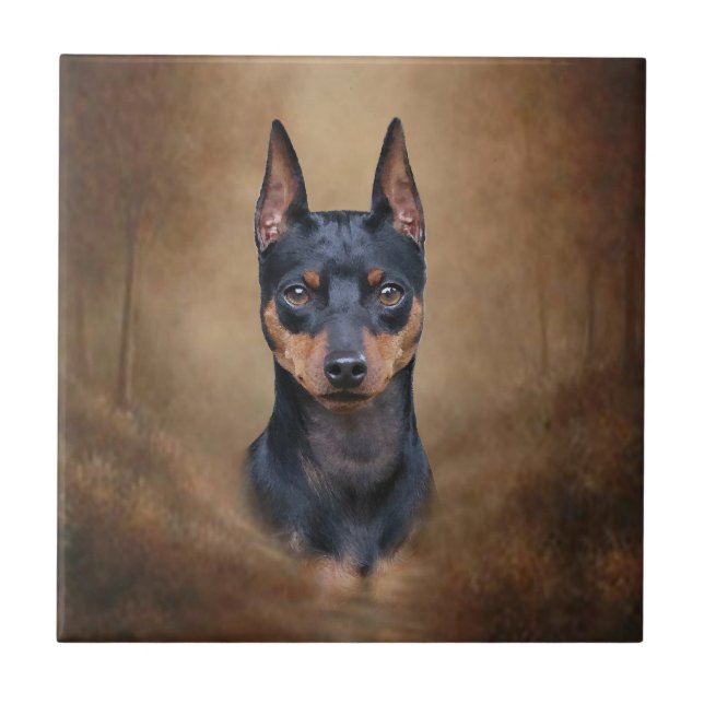 Zwergpinscher Fliese (Vorderseite)