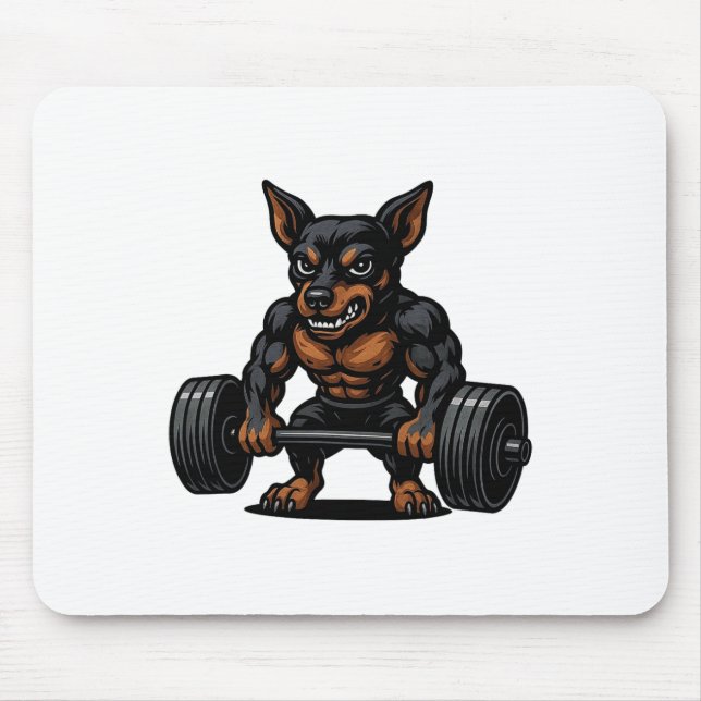 Zwergpinscher Gewichtheben Bodybuilder Worko Mousepad (Vorne)