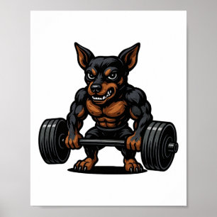 Zwergpinscher Gewichtheben Bodybuilder Worko Poster