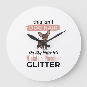 Zwergpinscher Glitter Lustiges Hund-Shirt Design_ Große Wanduhr