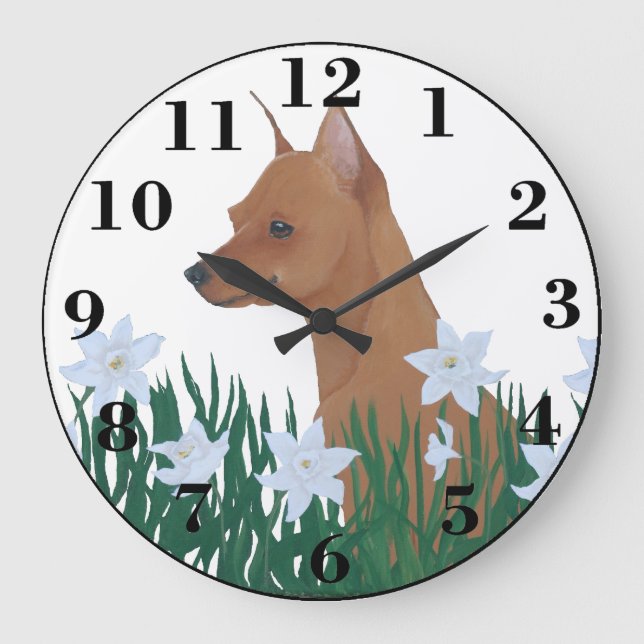 Zwergpinscher Große Wanduhr (Vorderseite)