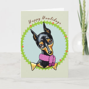 Zwergpinscher Happy Howlidays Feiertagskarte