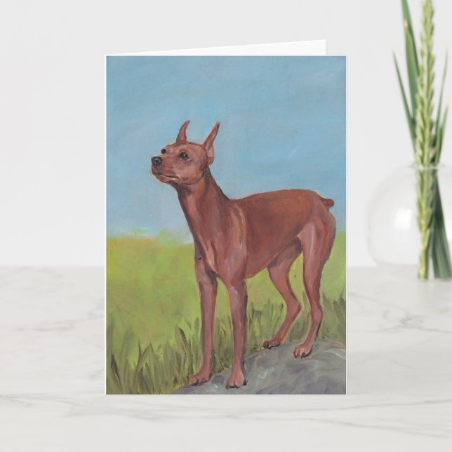 Zwergpinscher-Hundekunst-Gruß-Karte Karte (Vorderseite)