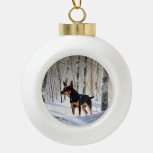Zwergpinscher Lass es schneien Weihnachten Keramik Kugel-Ornament