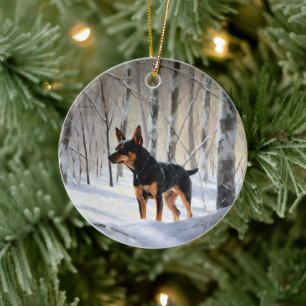 Zwergpinscher Lass es schneien Weihnachten Keramik Ornament