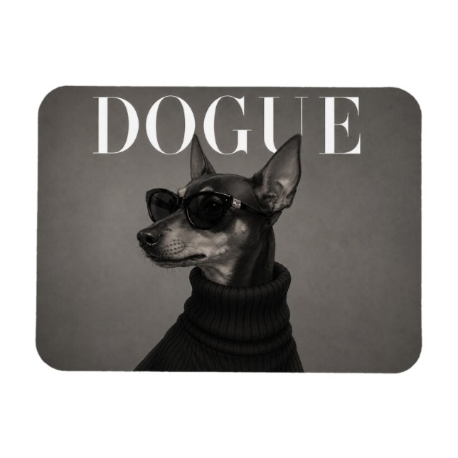 Zwergpinscher Luxus Mode Hund Portrait Fle Magnet (Horizontal)
