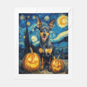 Zwergpinscher Süßer Hund Halloween Kürbis Fleecedecke