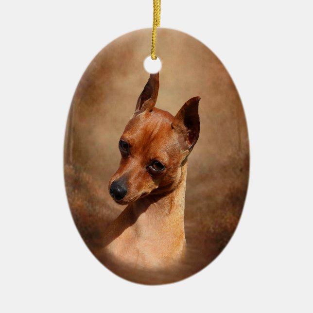 Zwergpinscher-Verzierung Keramikornament (Vorne)