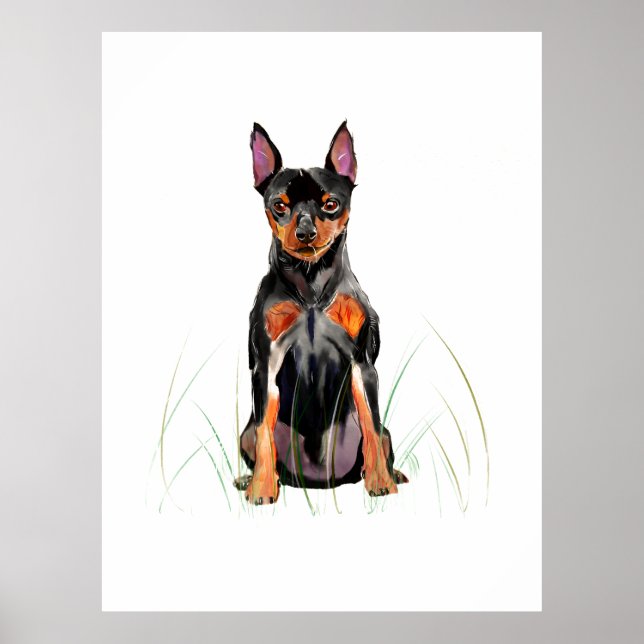 Zwergpinscher Wandkunst Poster, Min Pin Druck Poster (Vorne)