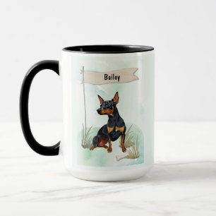 Zwergpinscher Wasserfarben personalisierter Hund Tasse