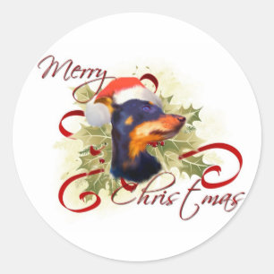 Zwergpinscher-Weihnachtsaufkleber Runder Aufkleber