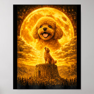 Zwergpudel heult zum Mond Vintage lustiger Hund Poster