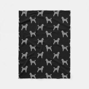 Zwergpudel-Hund Silhouetten Muster Schwarz und Gra Fleecedecke