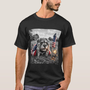 Zwergschnauzer Amerikanische USA-Flagge 250 Jahre T-Shirt
