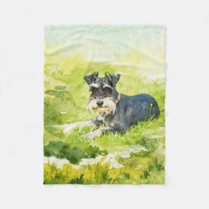 Zwergschnauzer-Aquarell-Digital-Kunst Fleecedecke