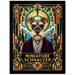 Zwergschnauzer, Art Deco Hund Postkarte
