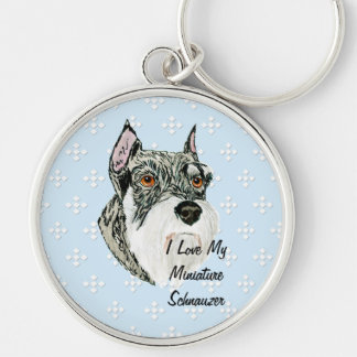 Zwergschnauzer - Blau mit weißem Diamant-Entwurf Schlüsselanhänger