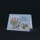 Zwergschnauzer Chanukah Karte Menorah Dreidel<br><div class="desc">Familie und an Freunde während der Chanukah Jahreszeit sich zu erinnern ist eine wunderbare Weise, in Kontakt mit den Leuten Sie ungefähr zu behalten Liebe und Sorgfalt. Ich schuf diese HundChanukah Karten mit Liebe und Sorgfalt und ich sind jedermann sicher, dem Liebehunde erfreut werden, um sie zu empfangen. Sie haben...</div>