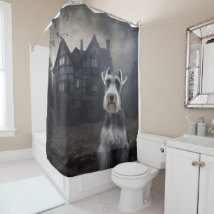 Zwergschnauzer Halloween Gruselig Duschvorhang