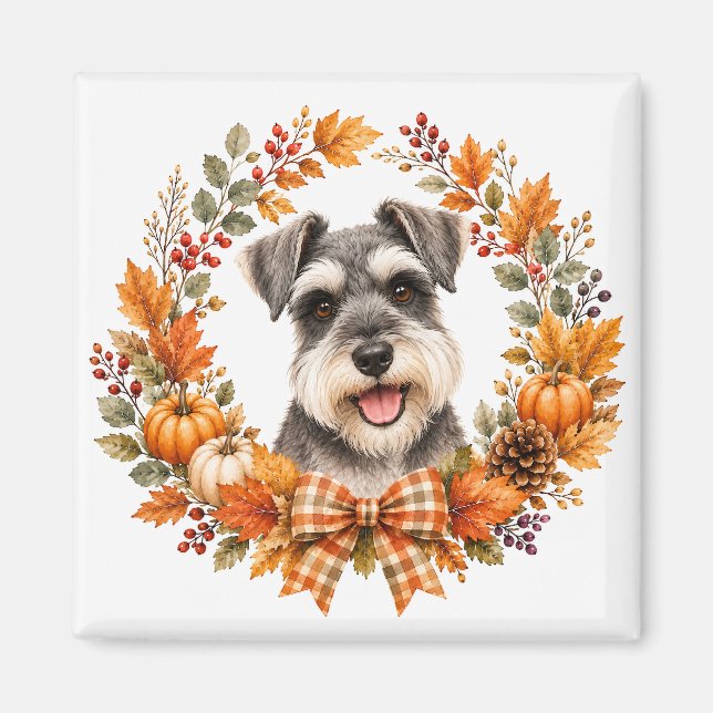 Zwergschnauzer Herbst Magnet (Vorne)