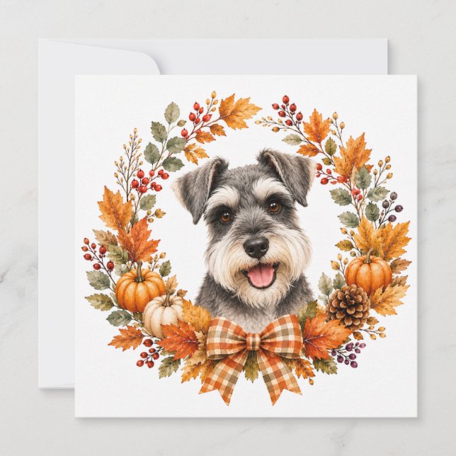 Zwergschnauzer Herbst Mitteilungskarte (Vorderseite)