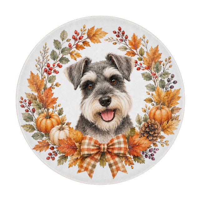 Zwergschnauzer Herbst Schneidebrett (Vorderseite)