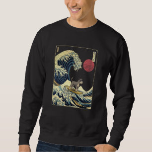 Zwergschnauzer Japanische Kanagawa-Welle Surfen D Sweatshirt