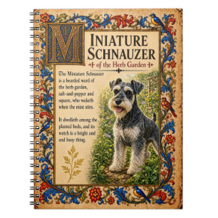 Zwergschnauzer, mittelalterliche Bestiarien-Kunst Notizblock