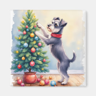 Zwergschnauzer schmückt Weihnachtsbaum Hund Magnet