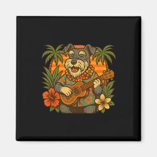 Zwergschnauzer spielt Ukulele Hawaiian Sommer Magnet