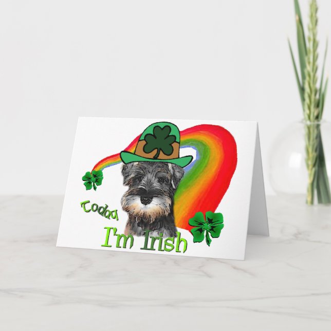 Zwergschnauzer-St. Patricks Karte (Vorderseite)