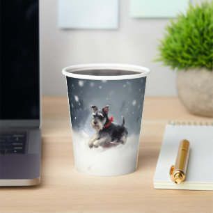 Zwergschnauzer Weihnachten Schnee Winter Pappbecher