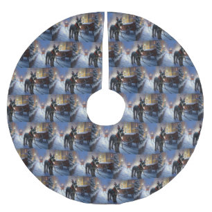 Zwergschnauzer Weihnachtsfestliche Jahreszeit Polyester Weihnachtsbaumdecke