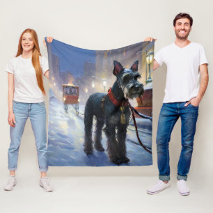 Zwergschnauzer Weihnachtsfestzeit Fleecedecke