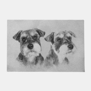 Zwergschnauzergrayscale-Digital-Kunst Fußmatte