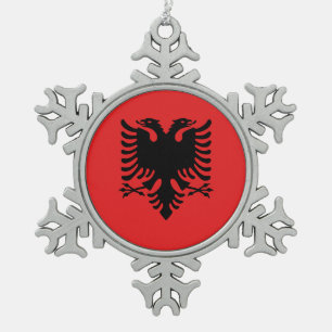 Zwergschneeflocken mit Albanienflagge Schneeflocken Zinn-Ornament
