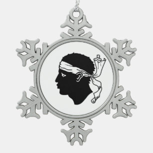 Zwergschneeflocken mit Korsika-Flagge Schneeflocken Zinn-Ornament