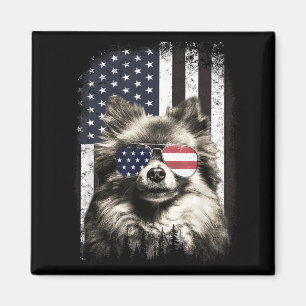 Zwergspitz Amerikanische Flagge 4. Juli Sonnenbril Magnet