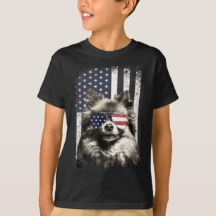 Zwergspitz Amerikanische Flagge 4. Juli Sonnenbril T-Shirt