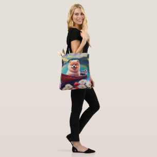 Zwergspitz auf einem Paddel: Ein landschaftliches 