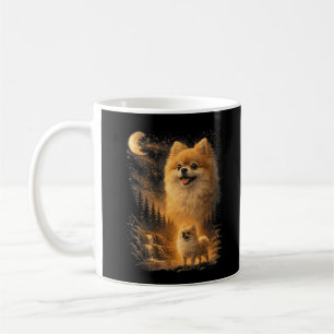 Zwergspitz heult den Mond an – Vintage lustiger Hu Kaffeetasse