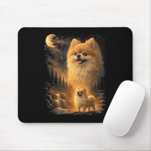 Zwergspitz heult den Mond an – Vintage lustiger Hu Mousepad