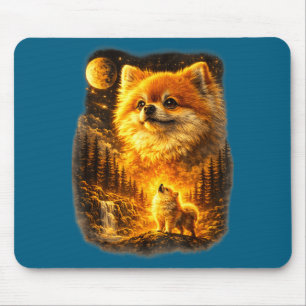 Zwergspitz heult zum Mond Vintage 90er Retro Mousepad