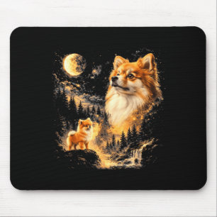 Zwergspitz heult zum Mond Vintage 90er Retro Mousepad