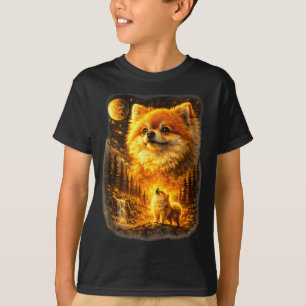 Zwergspitz heult zum Mond Vintage 90er Retro T-Shirt
