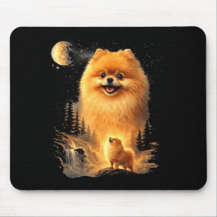 Zwergspitz heult zum Mond Vintage-Hundekunst Mousepad