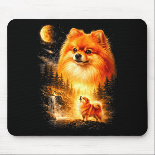Zwergspitz heult zum Mond vintage mystisch do Mousepad