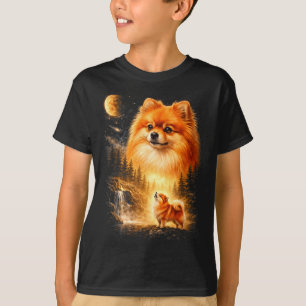 Zwergspitz Heult Zum Mond Vintage Mystisch Do T-Shirt